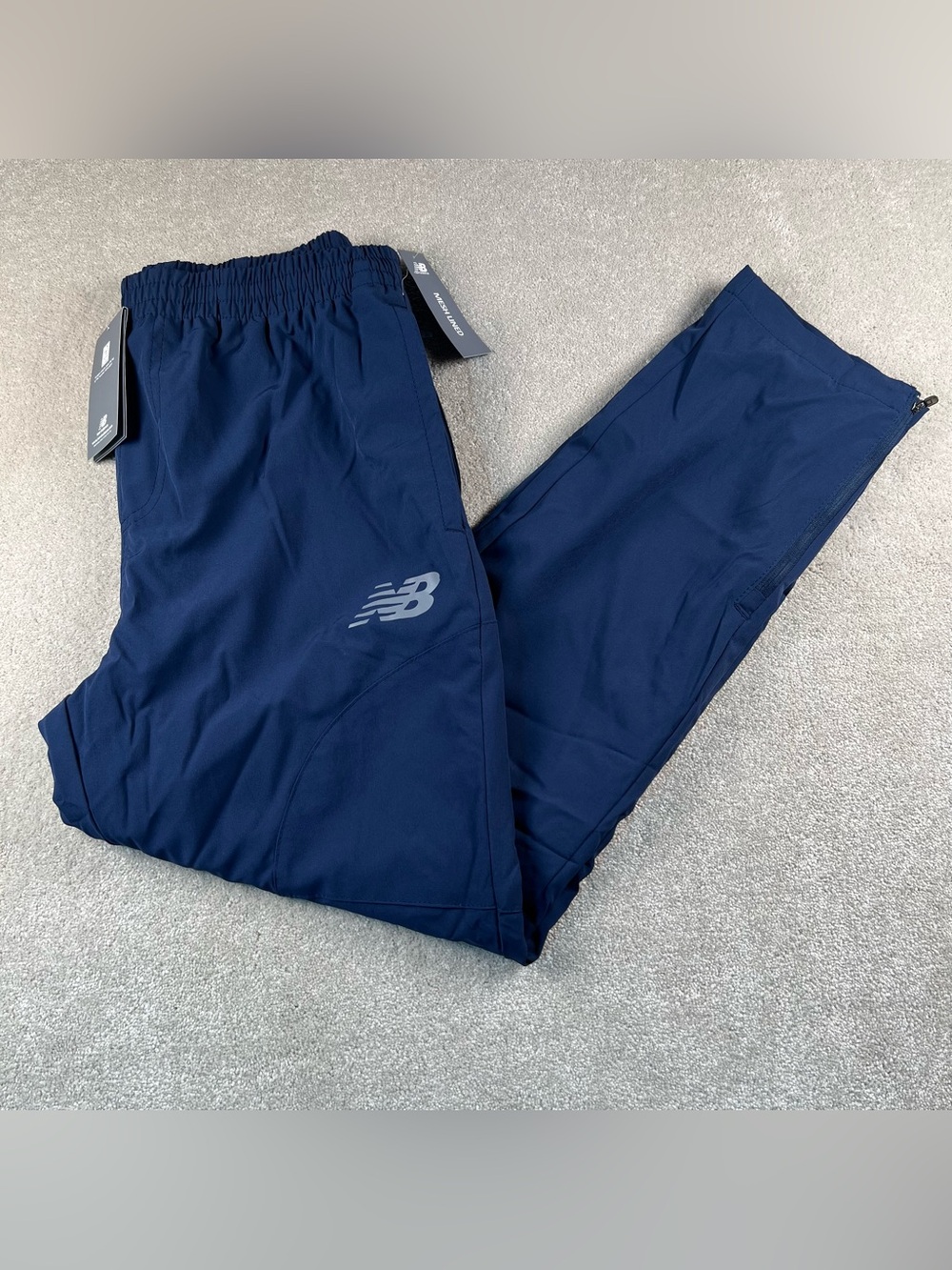 New Balance Track Pants Blue NWT Zip Bottom Athletic Athleisure Workout Men's Lg